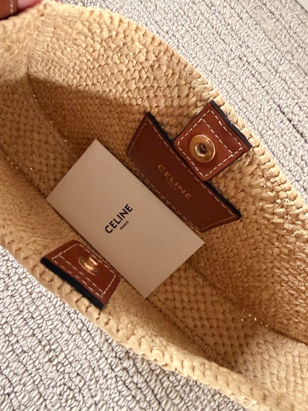 CELINE Darling Raffia & Leather Medium Tilly Bag NWT $2,100!! RARE - Picture 4 of 7